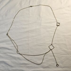 Elegant Gold Tone Asymmetrical Geometric Fashion Necklace 32 Inches